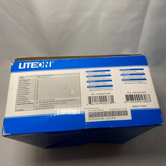 Lite On 8X External Slim DVD/CD Writer & ReWriter DX-8A1H 05C Tested Working EUC - Picture 15 of 16